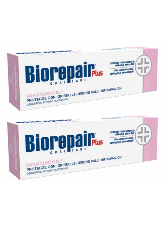 Biorepair Parodontgel® Daily Toothpaste - 2.54 Fluid Ounces (75ml) Tubes (Pack of 2) [ Italian Import ]