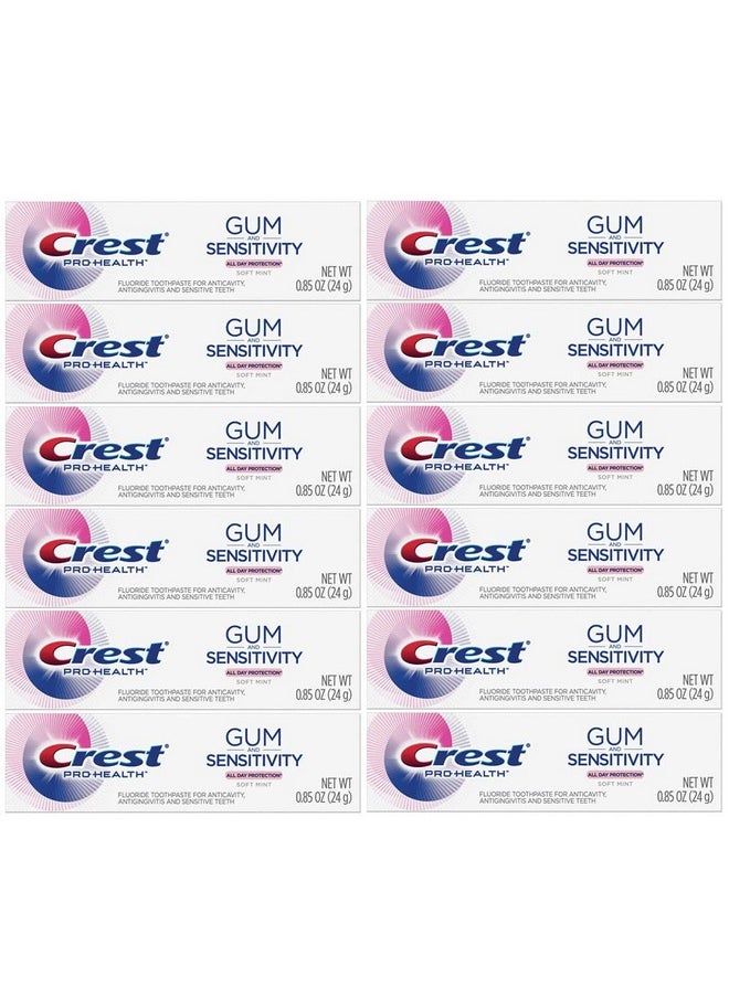 Crest Pro Health Gum and Sensitivity Toothpaste for Sensitive Teeth, Soft Mint, Travel Size 0.85 oz (24g) - Pack of 12