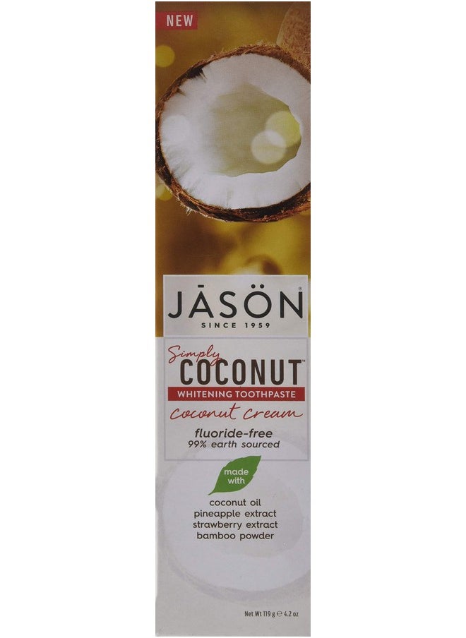 Jason Simply Coconut Whitening Toothpaste, Coconut Cream, 4.2 Ounce