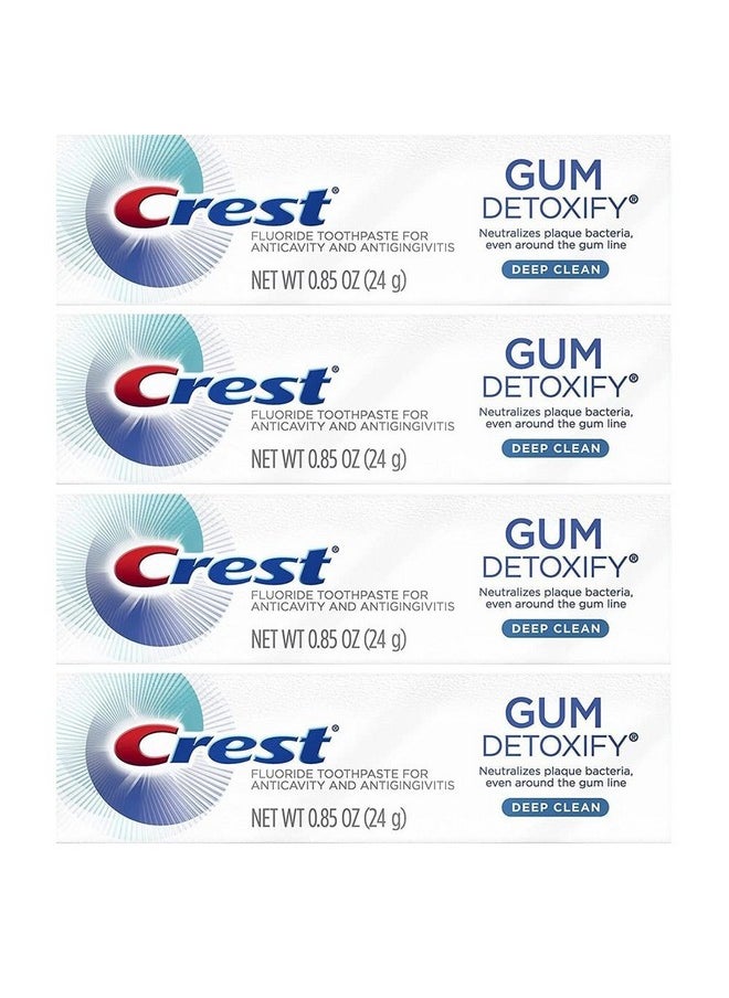 Crest Gum Detoxify Toothpaste, Deep Clean, Travel Size, 0.85 oz (24g)- Pack of 4