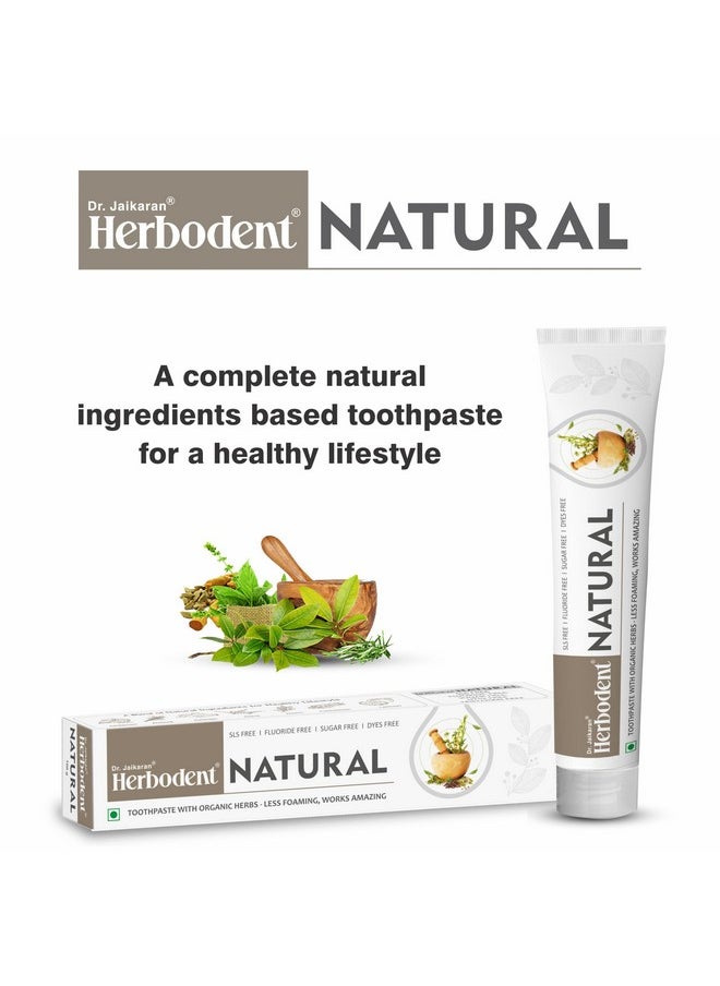 Natural Neem Toothpaste with Amazing Taste & Freshness | SLS, Fluoride, Artificial Colour & Sweetner Free | Less Foaming, Works Amazing | Herbodent® Natural - 3.53 oz Pack of 1