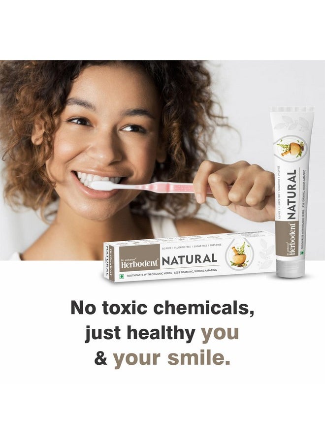 Natural Neem Toothpaste with Amazing Taste & Freshness | SLS, Fluoride, Artificial Colour & Sweetner Free | Less Foaming, Works Amazing | Herbodent® Natural - 3.53 oz Pack of 1