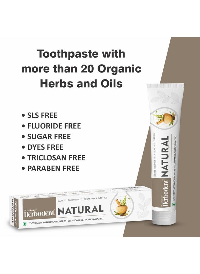 Natural Neem Toothpaste with Amazing Taste & Freshness | SLS, Fluoride, Artificial Colour & Sweetner Free | Less Foaming, Works Amazing | Herbodent® Natural - 3.53 oz Pack of 1