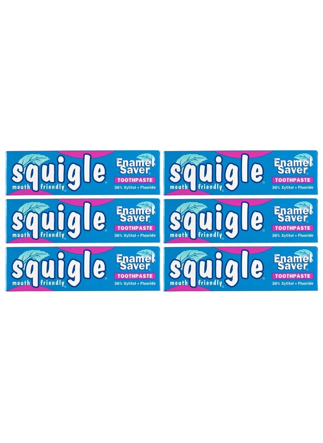 Squigle Enamel Saver Toothpaste (Canker Sore Prevention & Treatment) Prevents Cavities, Perioral Dermatitis, Bad Breath, Chapped Lips - 6 Pack