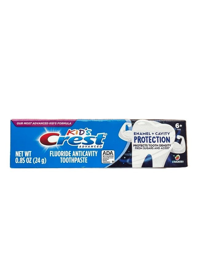Crest Kids Advanced Toothpaste, Junior Toothpaste 6+ Years Old Enamel + Cavity Protection with Strawberry Flavor, Travel Size 0.85oz (24g) - Pack of 8