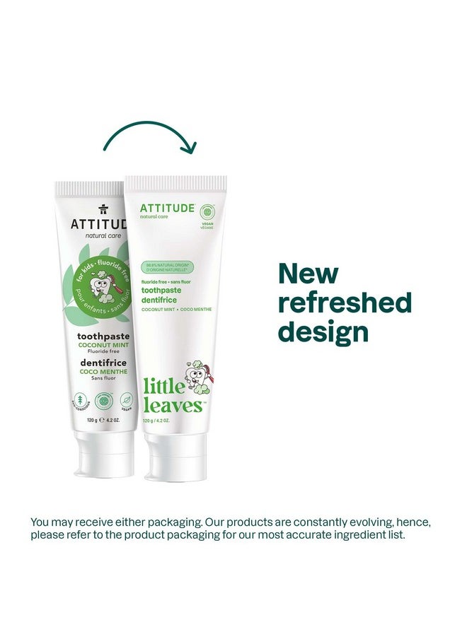 ATTITUDE Fluoride-Free Toothpaste, Plant- and Mineral-Based Ingredients, Vegan, Cruelty-Free and Sugar-Free, Coconut and Mint 4.2 Oz