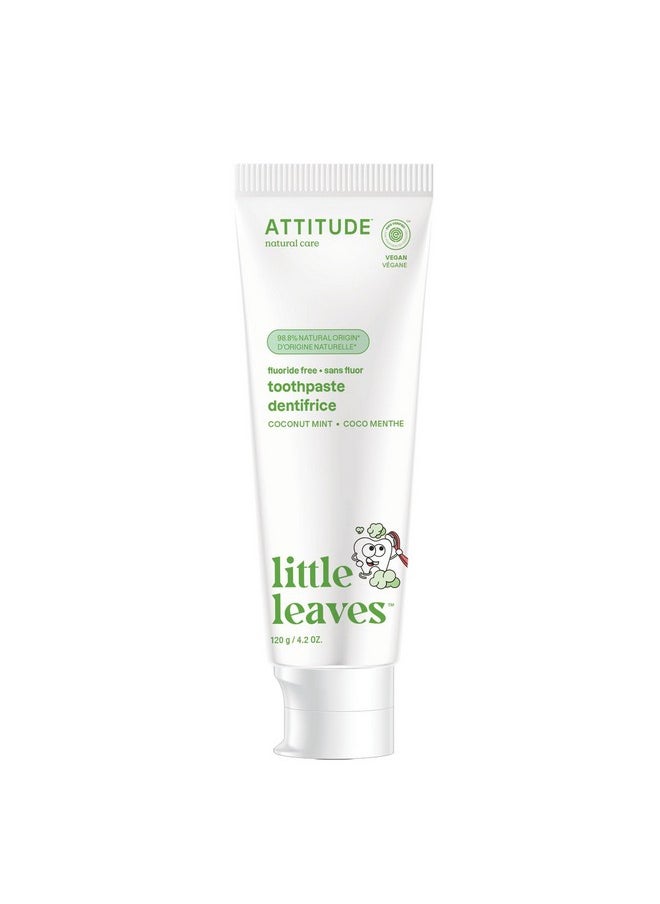 ATTITUDE Fluoride-Free Toothpaste, Plant- and Mineral-Based Ingredients, Vegan, Cruelty-Free and Sugar-Free, Coconut and Mint 4.2 Oz