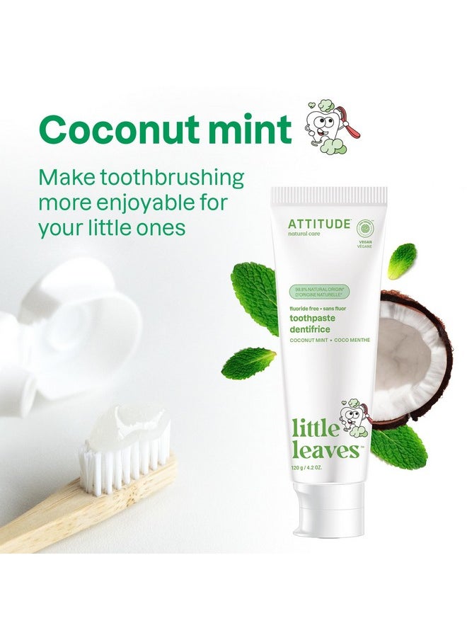 ATTITUDE Fluoride-Free Toothpaste, Plant- and Mineral-Based Ingredients, Vegan, Cruelty-Free and Sugar-Free, Coconut and Mint 4.2 Oz