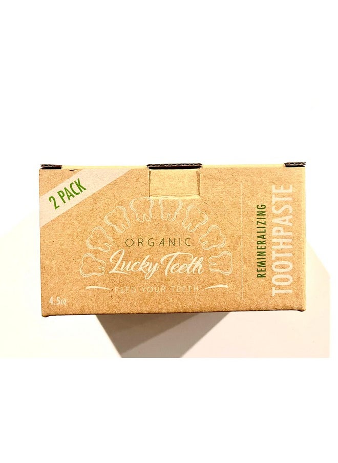 Lucky Teeth Organic Toothpaste-All Natural, Remineralizes and Fortifies Teeth and Gums. (4.5 oz 2 Pack)