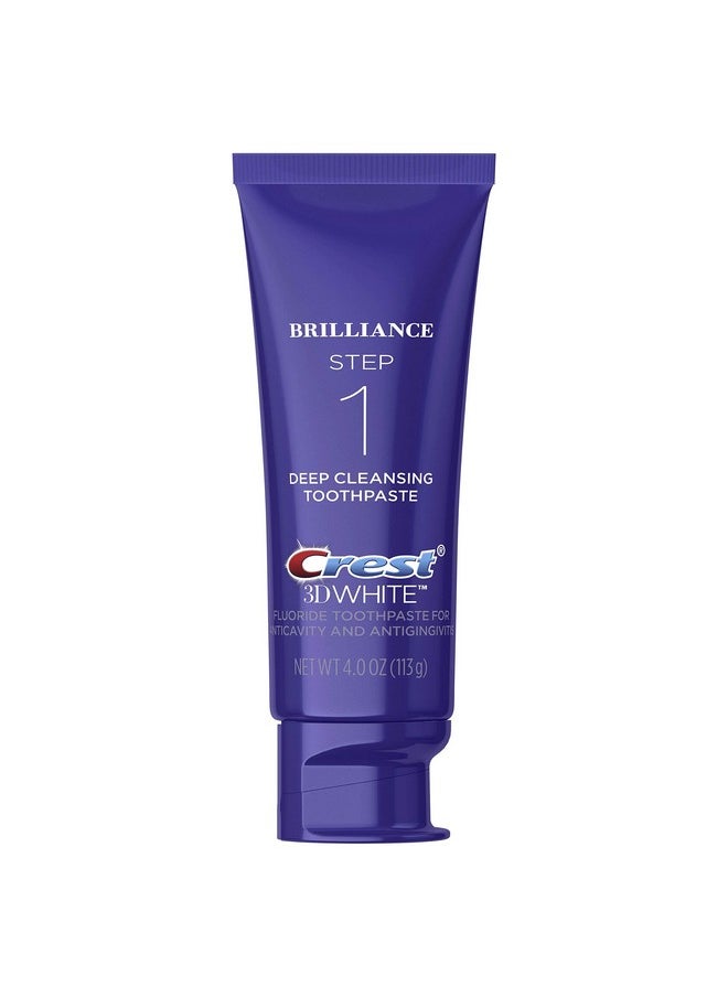 Crest 3D White Brilliance 2 Step Kit, Crest 3D White Toothpaste, Deep Clean Toothpaste (4oz) + Teeth Whitening Gel (2.3oz)