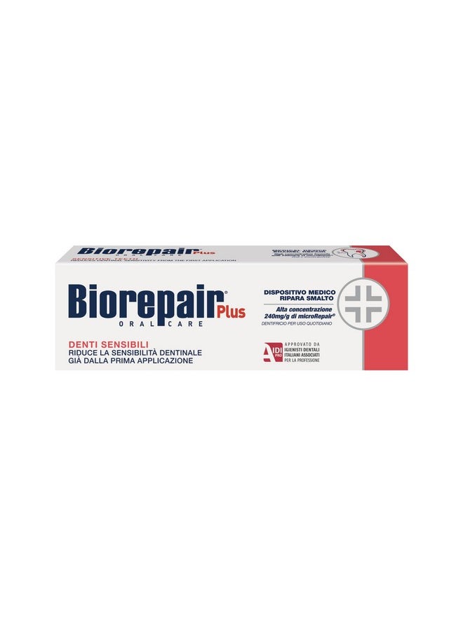 Biorepair Sensitive Teeth Daily Toothpaste - 2.54 Fluid Ounces (75ml) Tubes (Pack of 3) [ Italian Import ]