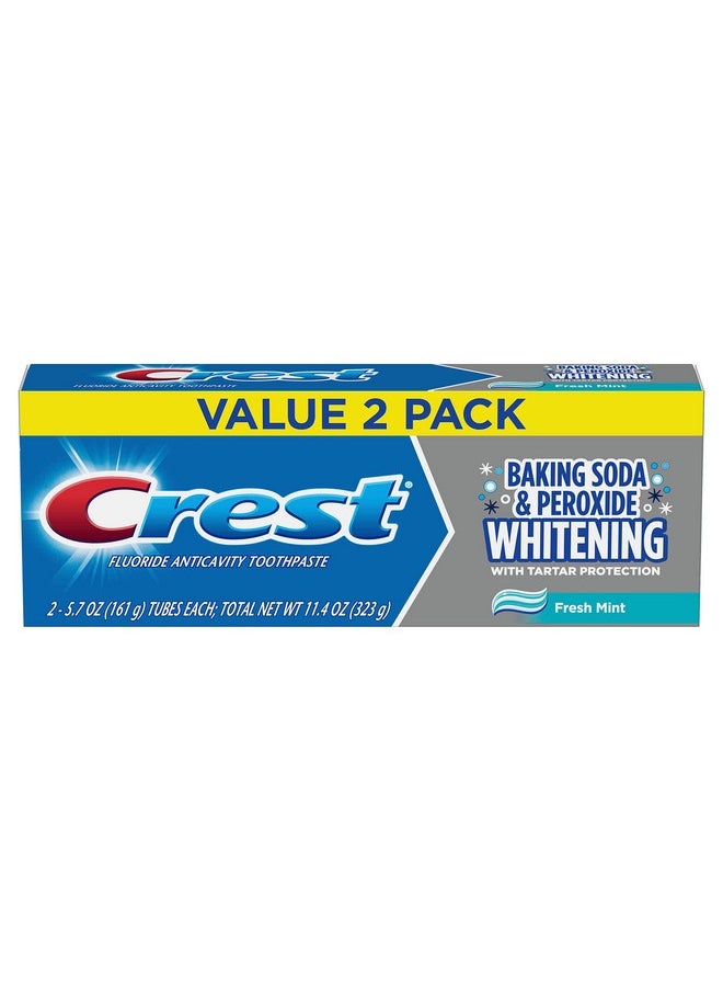 Crest Cavity & Tartar Protection Toothpaste, Whitening Baking Soda & Peroxide, 5.7 oz, Pack of 2