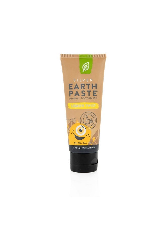 Redmond Earthpaste with Silver - Natural Non-Fluoride Toothpaste, 4 Ounce Tube (Lemon Twist)