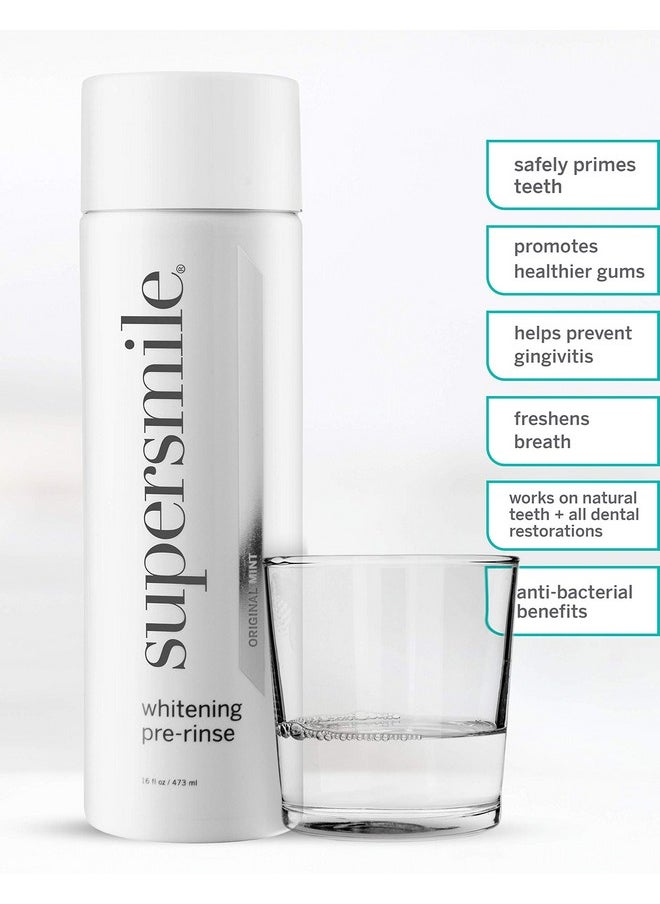 Supersmile Whitening Pre-Rinse - Clinically Formulated Pre-Brush Dental Mouthwash, Cleans and Whitens Teeth in Hard-to-Reach Places - Fresh Breath - Anti-Germicidal - Alcohol-Free (16 Fl Oz)