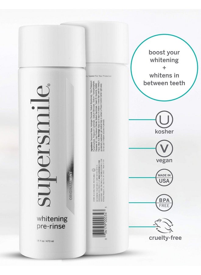 Supersmile Whitening Pre-Rinse - Clinically Formulated Pre-Brush Dental Mouthwash, Cleans and Whitens Teeth in Hard-to-Reach Places - Fresh Breath - Anti-Germicidal - Alcohol-Free (16 Fl Oz)