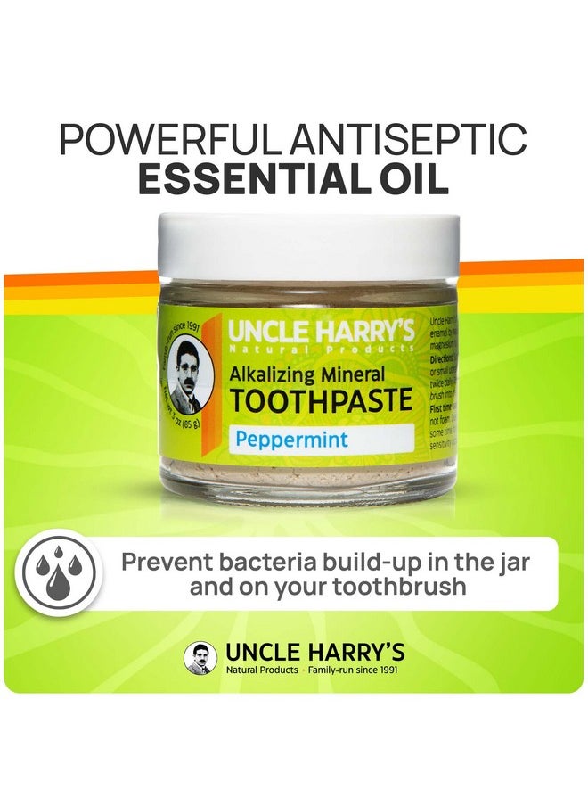 Uncle Harry's Peppermint Remineralizing Toothpaste | Natural Whitening Toothpaste Freshens Breath & Promotes Enamel | Vegan Fluoride Free Toothpaste (4 Pack)