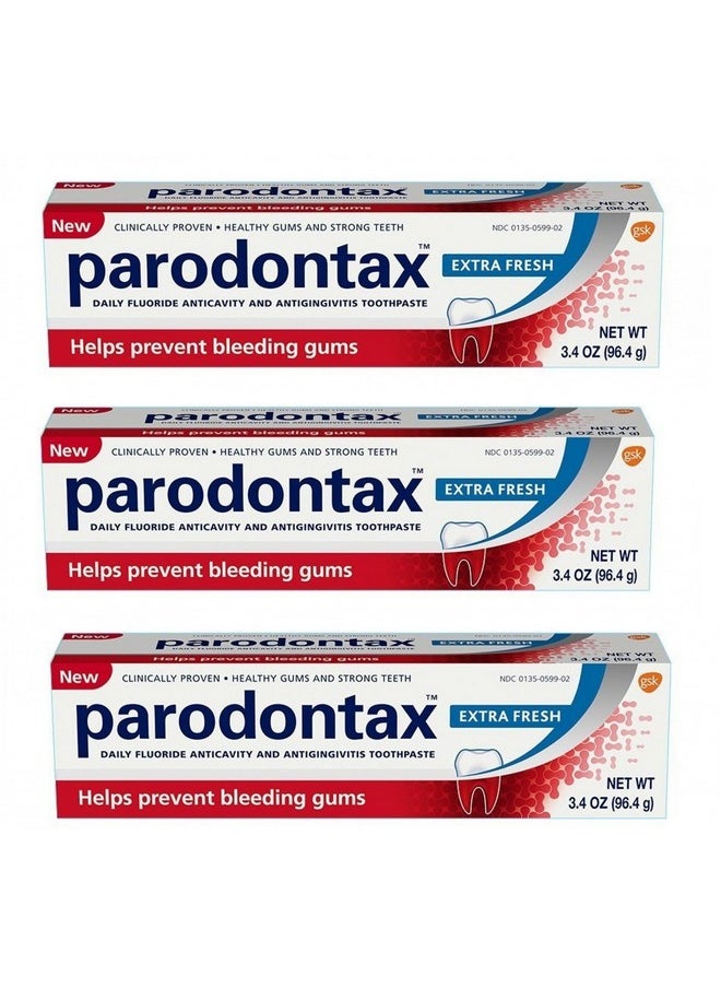 Parodontax Extra Fresh Toothpaste for Bleeding Gums, 3.4 Oz (Pack of3)