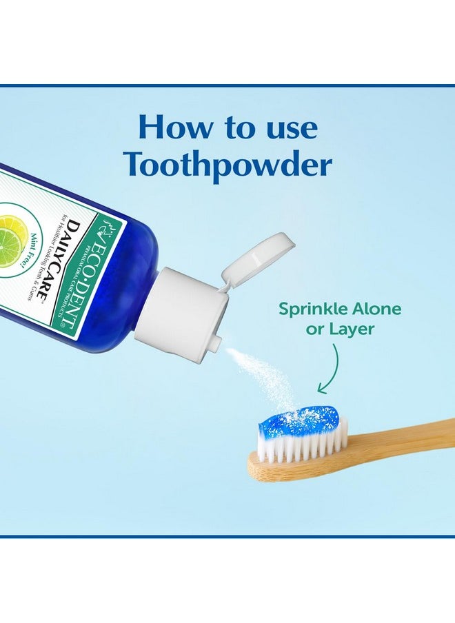 Eco-Dent DailyCare Baking Soda Toothpowder, Lemon-Lime - SLS & Fluoride-Free Toothpaste Powder with Minerals & Essential Oils, Toothpaste Alternative + DailyRinse Single-Use Pack