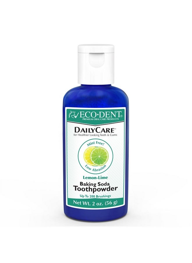 Eco-Dent DailyCare Baking Soda Toothpowder, Lemon-Lime - SLS & Fluoride-Free Toothpaste Powder with Minerals & Essential Oils, Toothpaste Alternative + DailyRinse Single-Use Pack