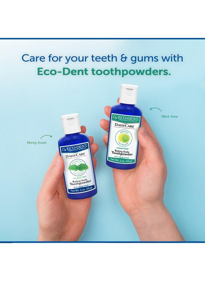 Eco-Dent DailyCare Baking Soda Toothpowder, Lemon-Lime - SLS & Fluoride-Free Toothpaste Powder with Minerals & Essential Oils, Toothpaste Alternative + DailyRinse Single-Use Pack
