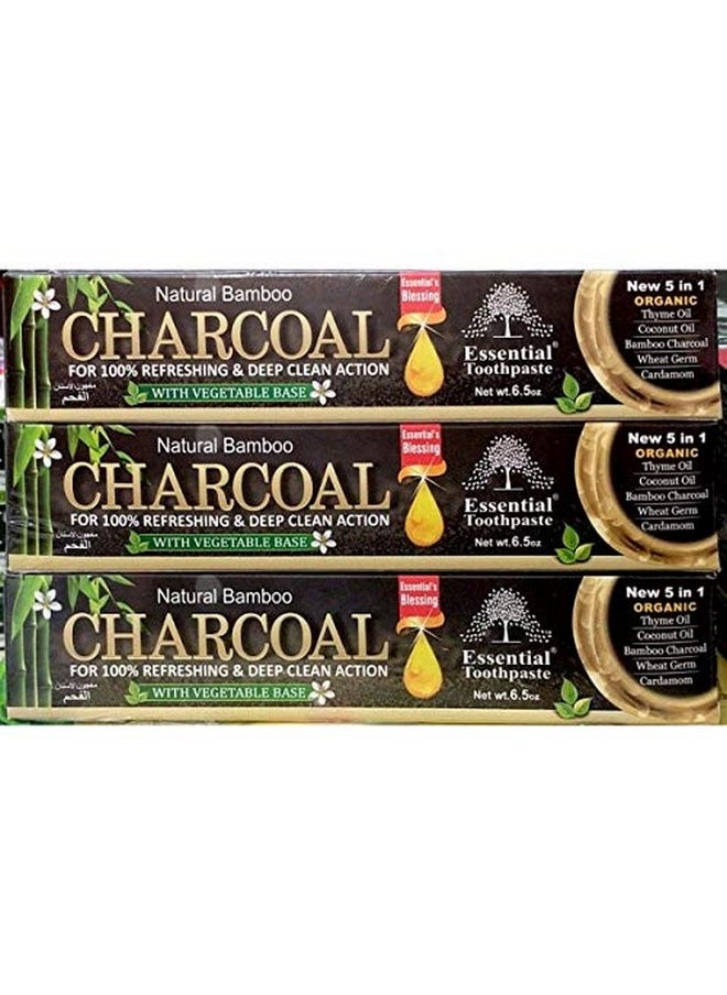 Natural Bamboo Activated Charcoal Essential Toothpaste (100% Fluoride Free) (3 Tubes)