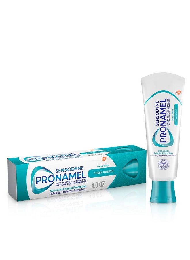 Sensodyne Pronamel Fresh Breath Enamel Toothpaste for Sensitive Teeth and Cavity Protection, Fresh Wave - 4 oz