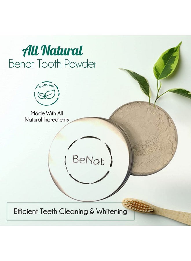 BeNat All Natural Tooth Powder for Teeth Whitening, Gluten Free Toothpaste Powder Teeth Whitener with Essential Oil to Fight Bad Breath, Sensitive Teeth 1.8 oz for Women, Men, and Kids