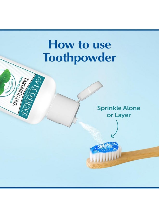Eco-Dent TartarGuard Baking Soda Toothpowder - Enzyme Cleaning Action for Tartar Control, SLS-Free, Fluoride-Free Toothpaste Alternative, Fresh Mint Tooth Powder, 2 Oz (Pack of 2)