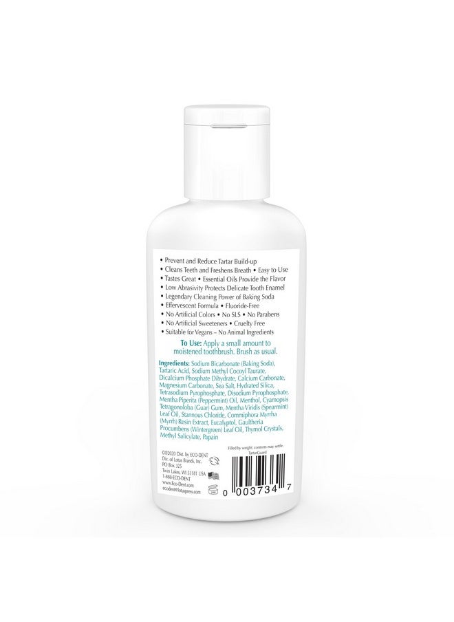 Eco-Dent TartarGuard Baking Soda Toothpowder - Enzyme Cleaning Action for Tartar Control, SLS-Free, Fluoride-Free Toothpaste Alternative, Fresh Mint Tooth Powder, 2 Oz (Pack of 2)