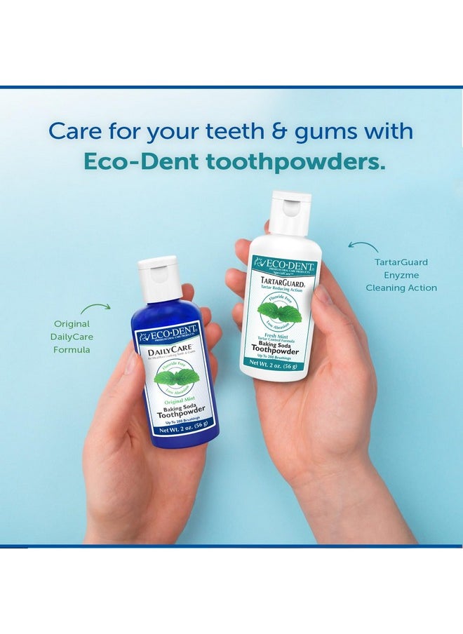 Eco-Dent TartarGuard Baking Soda Toothpowder - Enzyme Cleaning Action for Tartar Control, SLS-Free, Fluoride-Free Toothpaste Alternative, Fresh Mint Tooth Powder, 2 Oz (Pack of 2)