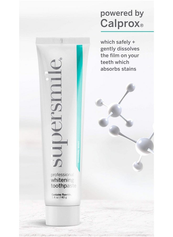 Supersmile Professional Whitening Toothpaste w/ Fluoride - Removes Stains & Whitens Teeth 6 Shades - Enamel Strengthening - No Sensitivity - Travel Size (Original Mint, 1.4 Oz)