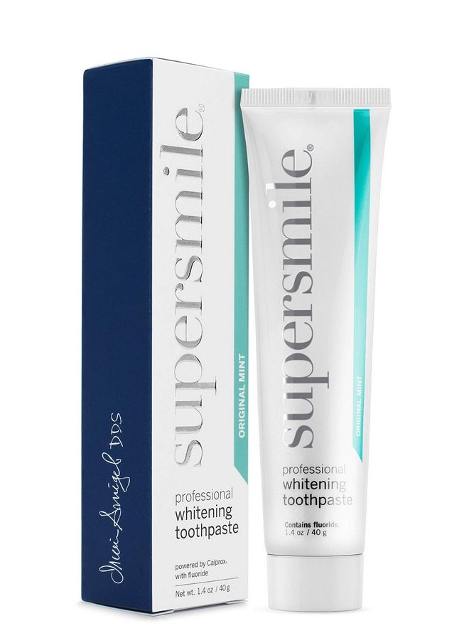 Supersmile Professional Whitening Toothpaste w/ Fluoride - Removes Stains & Whitens Teeth 6 Shades - Enamel Strengthening - No Sensitivity - Travel Size (Original Mint, 1.4 Oz)