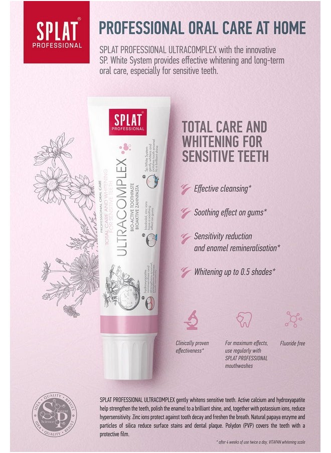 Splat Professional Series Ultracomplex Toothpaste, Comprehensive Care and Whitening for Sensitive Teeth