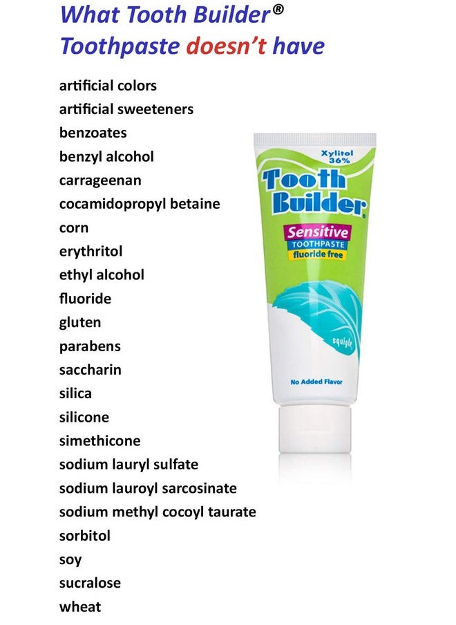 Squigle Tooth Builder SLS Free Toothpaste (Stops Tooth Sensitivity) Prevents Canker Sores, Cavities, Perioral Dermatitis, Bad Breath, Chapped Lips - 6 Pack