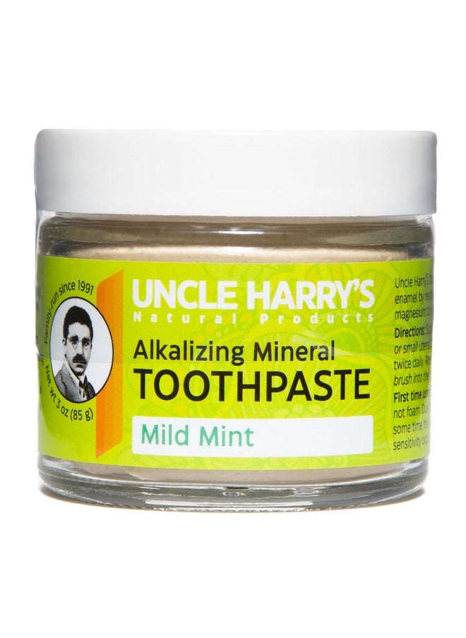 Uncle Harry's Mild Mint Remineralizing Toothpaste | Natural Whitening Toothpaste Freshens Breath & Promotes Enamel | Vegan Fluoride Free Toothpaste