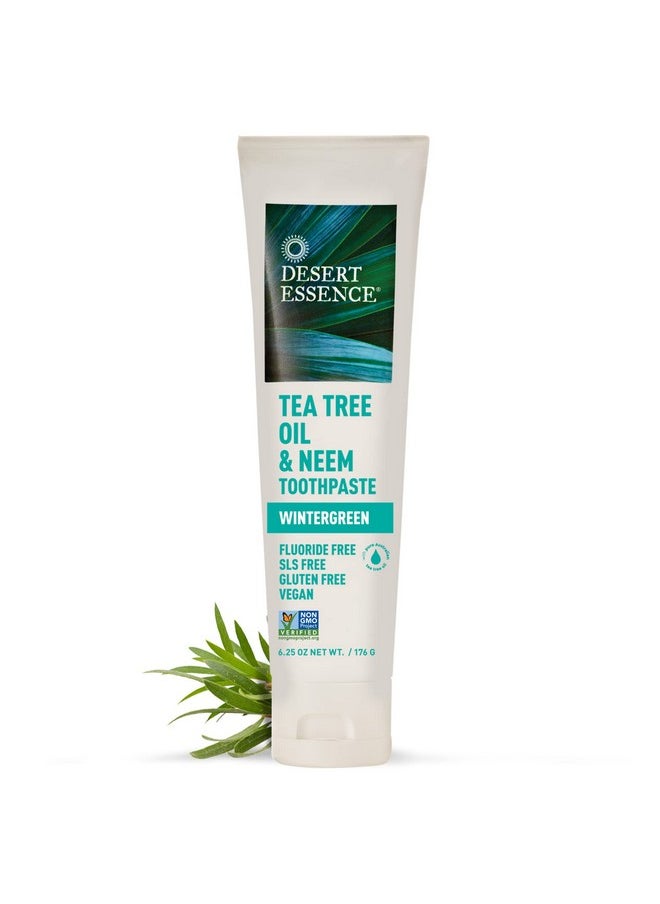 Desert Essence Natural Tea Tree Oil and Neem Toothpaste, Wintergreen,6.25 Oz, Pack of 3