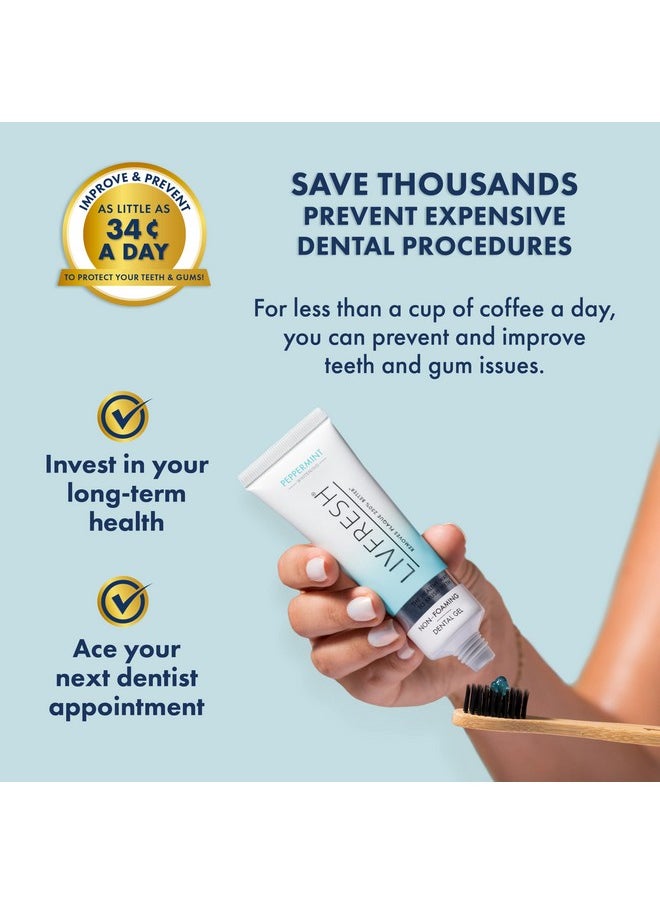 LIVFRESH Toothpaste Gel, Clinically Proven to Remove Plaque 250% Better, Improves Gum Health 190% Better, Prevents & Reduces Tartar, Peppermint