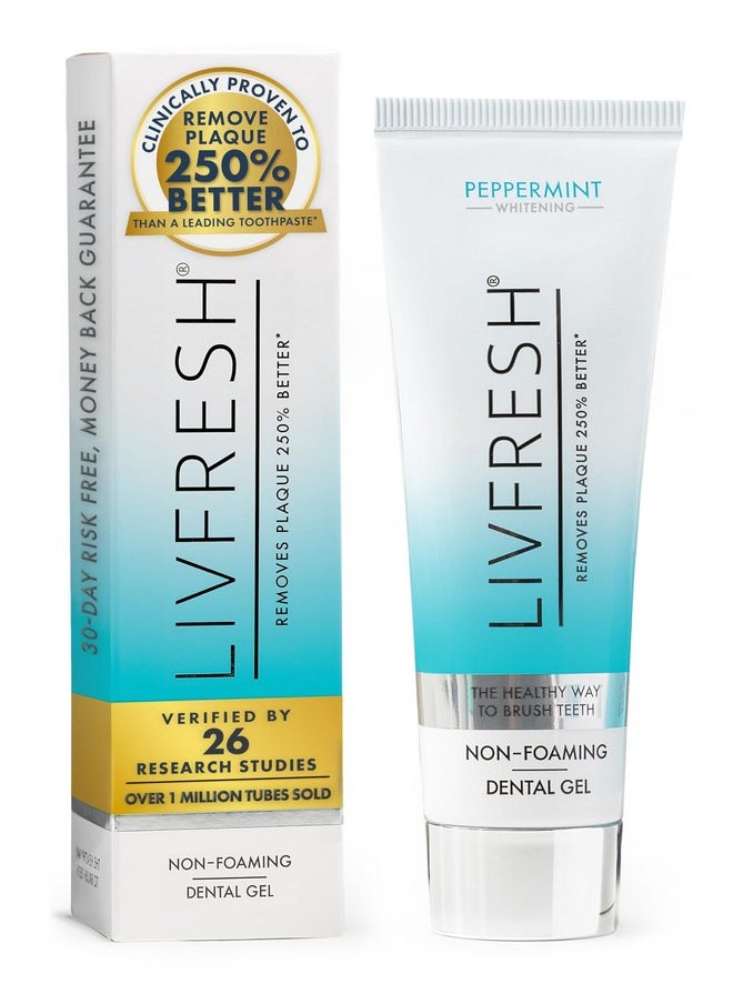 LIVFRESH Toothpaste Gel, Clinically Proven to Remove Plaque 250% Better, Improves Gum Health 190% Better, Prevents & Reduces Tartar, Peppermint