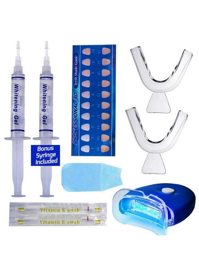DentaPro 2000 3D Teeth Whitening Kit - Deluxe Addition Includes LED Light, (2) 5ml Gel Syringes, Custom Moldable Tray (2), Vitamin E Swab (2), Shade Guide - See Results After Just One Use!