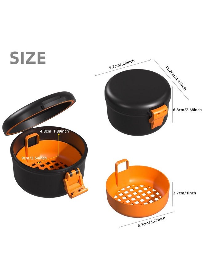 ARGOMAX Leak Proof Retainer Cleaner Case, Denture Cups for Soaking Dentures, Denture Travel Case (Black + Orange).