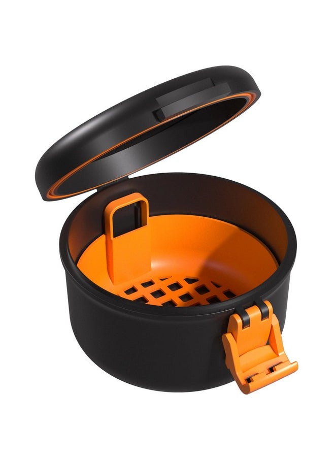 ARGOMAX Leak Proof Retainer Cleaner Case, Denture Cups for Soaking Dentures, Denture Travel Case (Black + Orange).