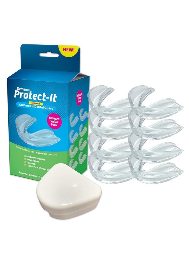 Dentemp Protect-It Custom Fit Grinding Mouth Guard 8 Pack for Grinding Teeth at Night - Night Guards for Teeth Grinding & Sleep
