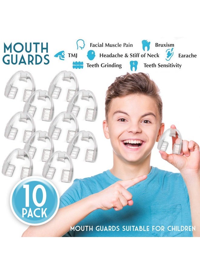 Alayna Kids Mouth Guard for Grinding Teeth - 10 PK Night Guard for TMJ Bruxism Teeth Clenching, No Boiling or Molding - for Upper or Lower Jaw - Ready to Use Childrens Dental Guard for Pain Relief