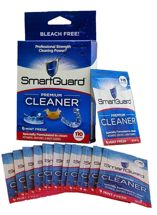 SmartGuard Premium Cleaner Crystals -(110 Cleanings)- Removes Stain, Plaque & Bad Odor from Dentures, Clear Braces, Mouth Guard, Night Guard & Retainers.
