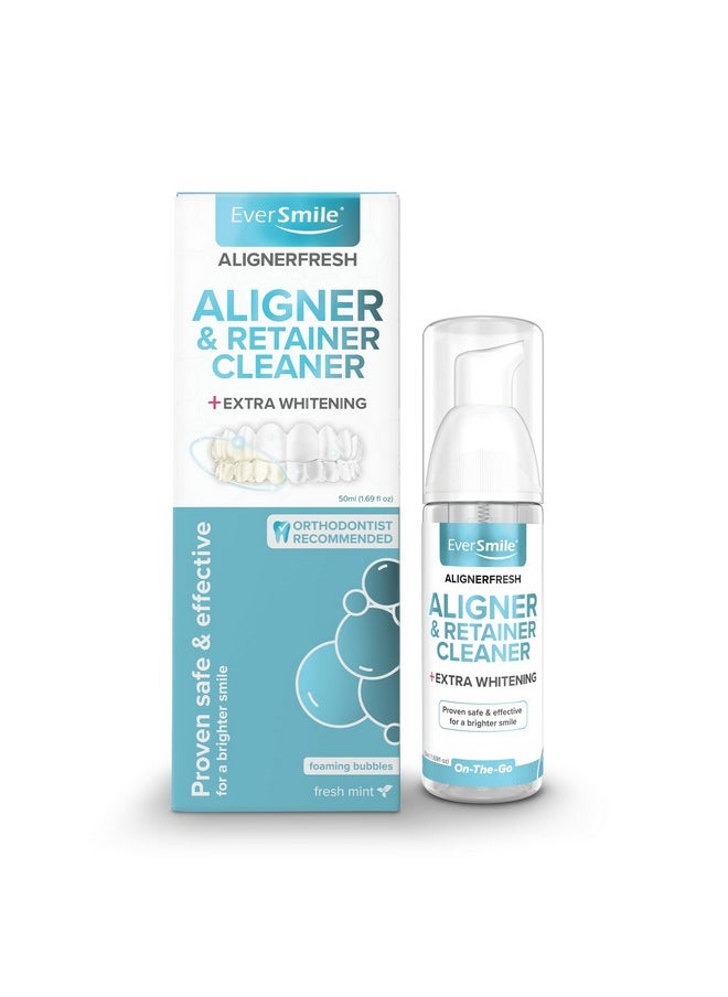 EverSmile AlignerFresh Extra Whitening Aligner & Retainer Cleaning Foam. AlignerFresh Cleaning Foam for Invisalign, ClearCorrect, Essix, Hawley Trays/Aligners. Cleans, Kills Bacteria & Whitens Teeth.
