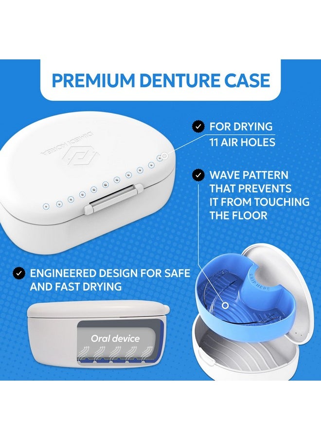 Denture storage case - Hygienic & Protective Denture Bath Cup - Travel-Friendly Orthodontic Dental Retainer Container, Portable, Secure for Invisalign, Mouth guards, Braces - Easy to Use
