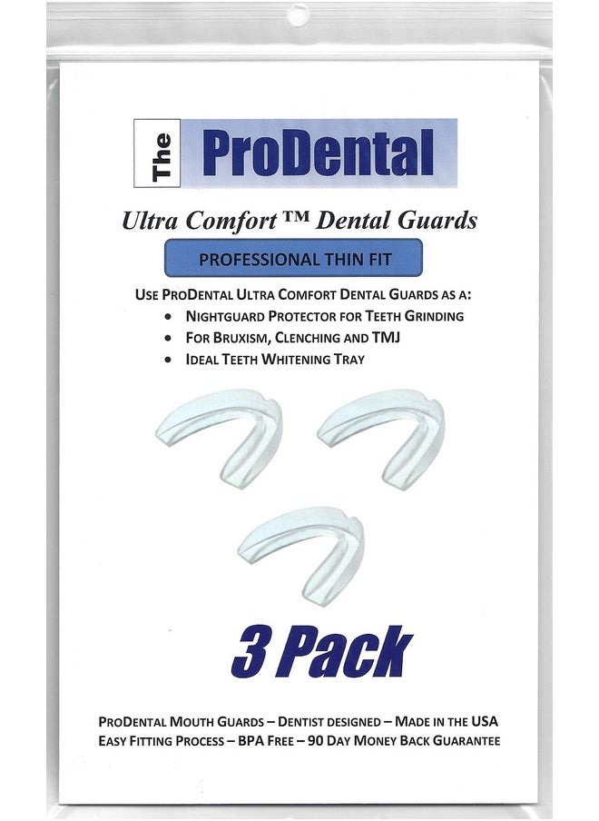 ProDental Thin and Trim Mouth Guard for Grinding Teeth - 3 Pack, Made in USA, Night Guard for Bruxism - Teeth Clenching, Use as Customizable Teeth Whitening Tray