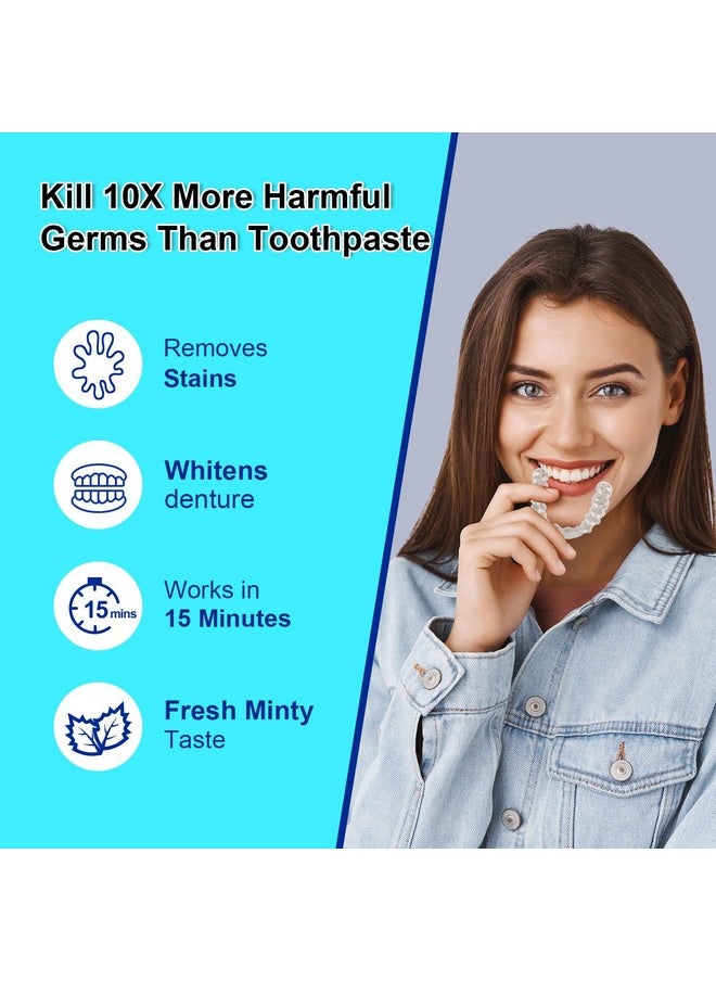 MySmile Retainer Cleaner with 120 Denture Cleaning Tablets, Quickly Remove Odors, Discoloration Stains & Plaque from Aligner, Mouth Guard, Night Guard and More Dental Appliances (Mint Flavor)