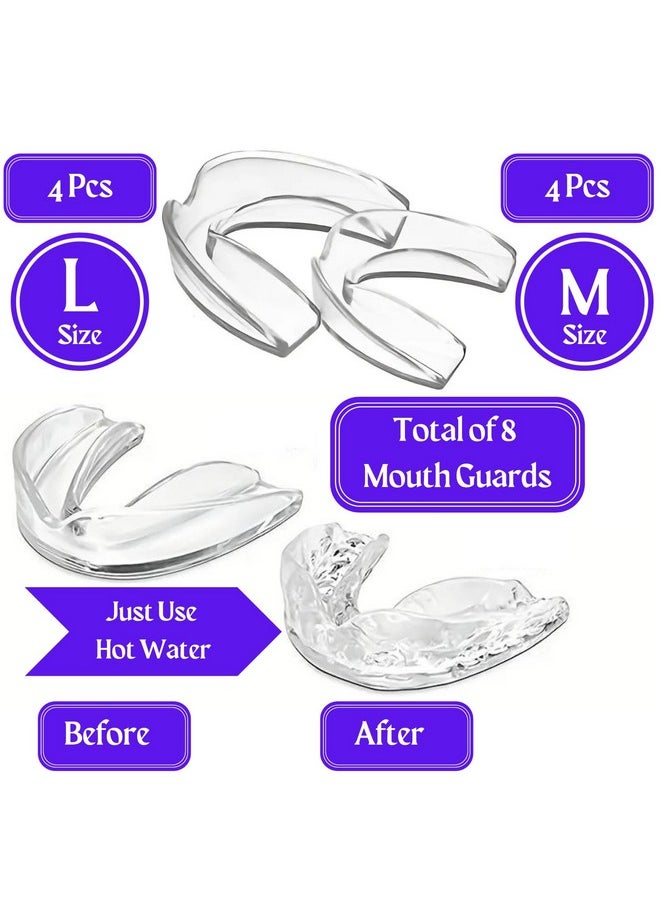 Anti Grinding Teeth at Night Guards (2) Sizes (8-Pack) and 2 Travel Cases Trimmable Design Custom Fit Mouth Guard for Grinding Teeth at Night Guards for Teeth Grinding Mouth Guard for Teeth Clenching
