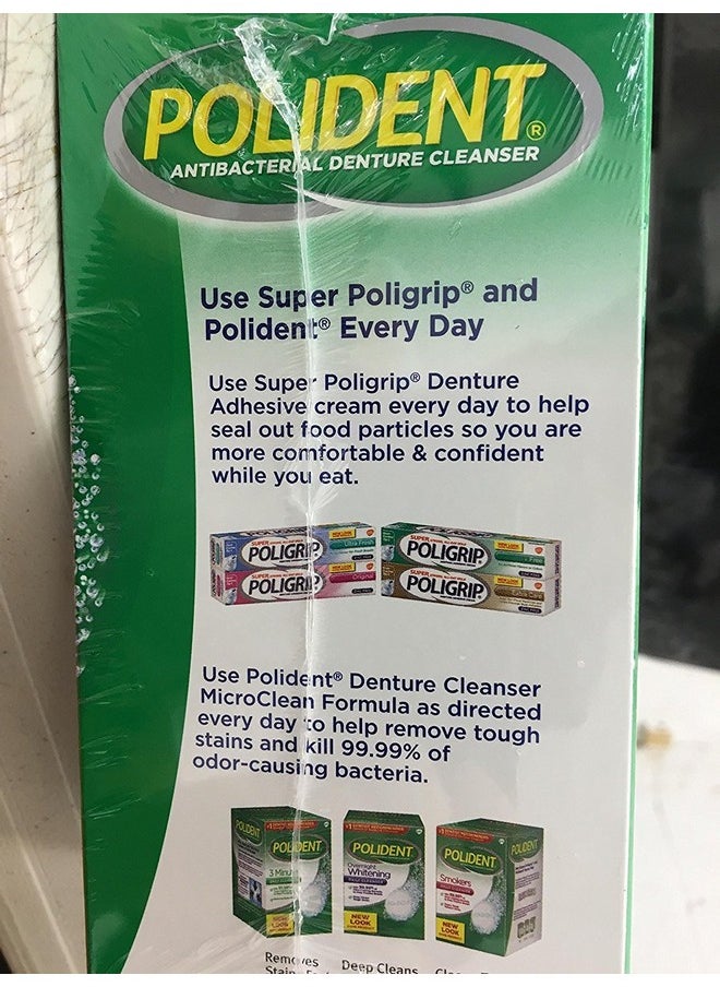 Improved Triple Mint Freshness - Polident Antibacterial 3 Minute Denture Cleanser 96 Tablets per Box (Pack of 2)